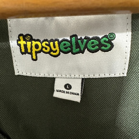 Tipsy Elves Squadron Flight Suit Jumpsuit Olive Green Military Costume Mens L - Picture 8 of 11